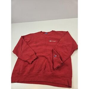 Vintage Champion Sweater Mens Large Red Made USA Script Logo Crewneck 90s